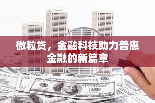 咸宁微粒贷，金融科技助力普惠金融的新篇章