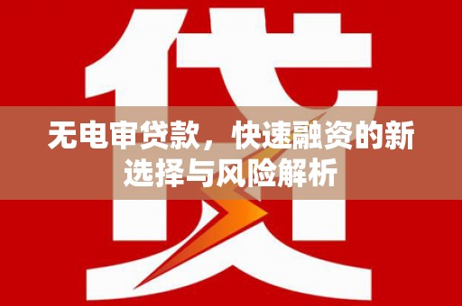 咸宁无电审贷款，快速融资的新选择与风险解析