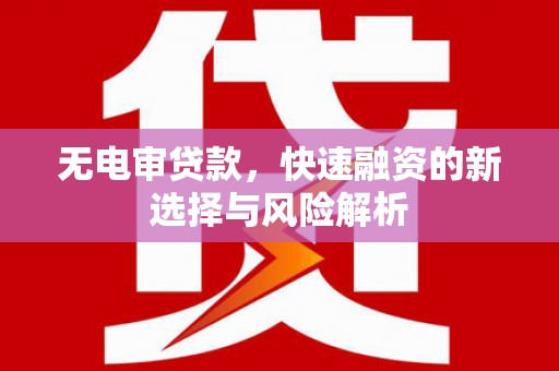 咸宁无电审贷款，快速融资的新选择与风险解析
