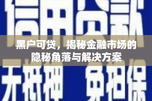 咸宁黑户可贷，揭秘金融市场的隐秘角落与解决方案