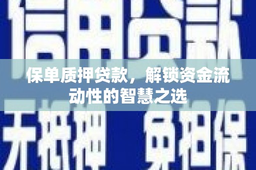 咸宁保单质押贷款，解锁资金流动性的智慧之选