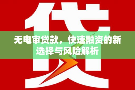咸宁无电审贷款，快速融资的新选择与风险解析